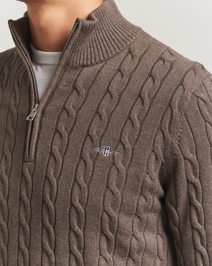 Herren | Pullover | GANT | Cotton Cable Half Zip Seawood Melange