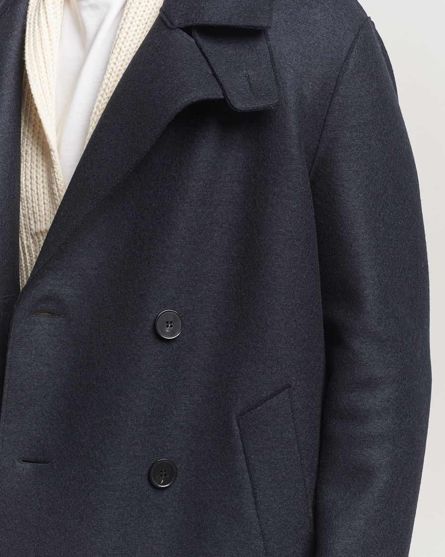 Herren | Jacken | Harris Wharf London | Pressed Wool Long Peacoat Dark Blue