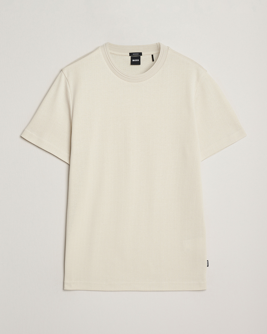 Herren | T-Shirts | BOSS BLACK | Thompson Structured Crew Neck T-Shirt Open White