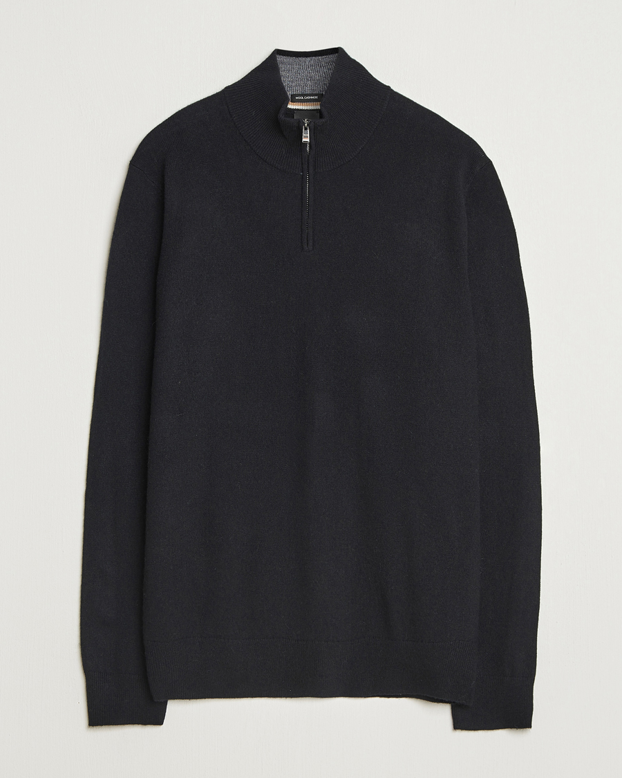 Herren | Pullover | BOSS BLACK | Hemarlo Wool/Cashmere Half Zip Black