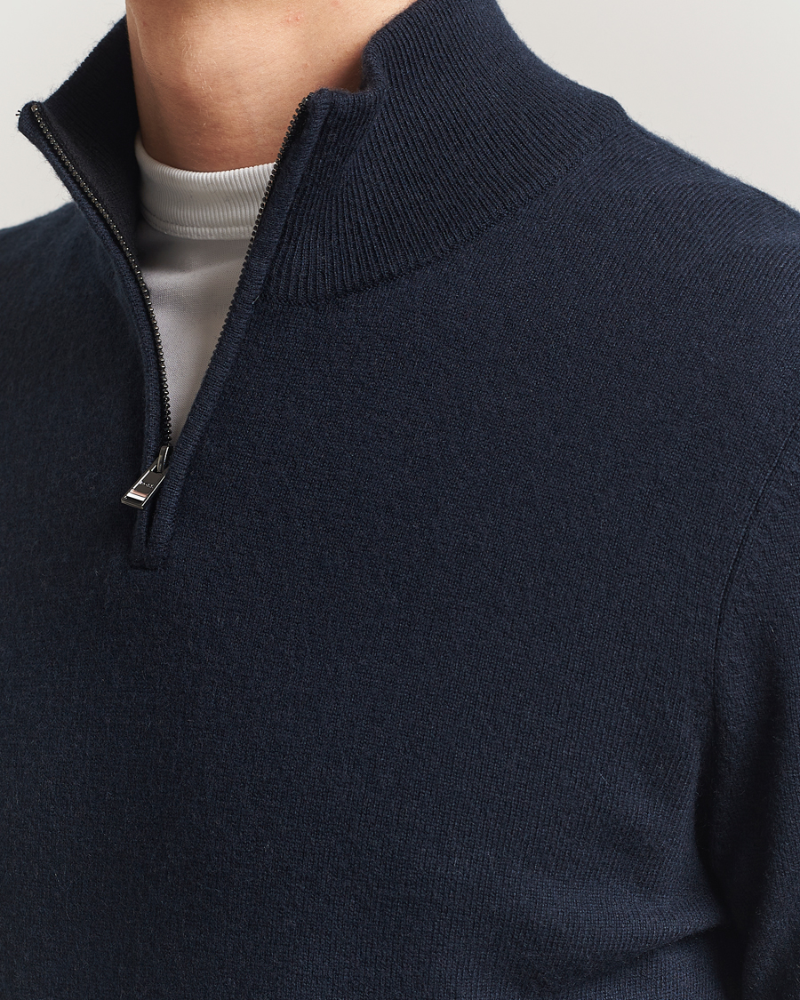 Herren | Pullover | BOSS BLACK | Hemarlo Wool/Cashmere Half Zip Dark Blue