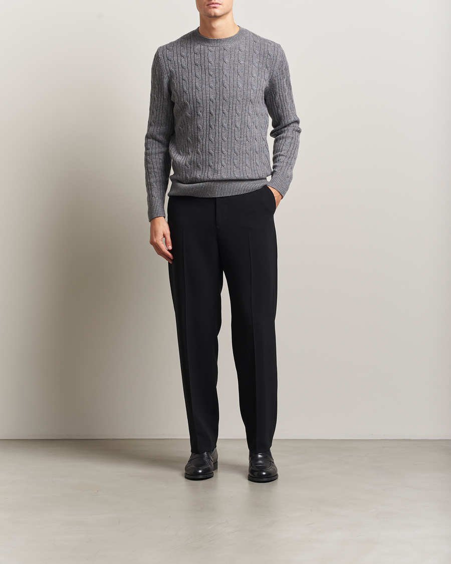 Herren | Pullover | BOSS BLACK | Hetico Wool/Cashmere Cable Sweater Medium Grey