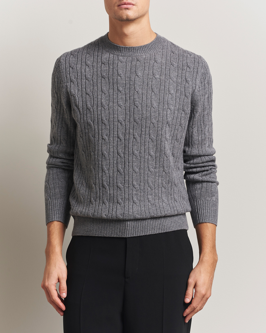 Herren | Pullover | BOSS BLACK | Hetico Wool/Cashmere Cable Sweater Medium Grey