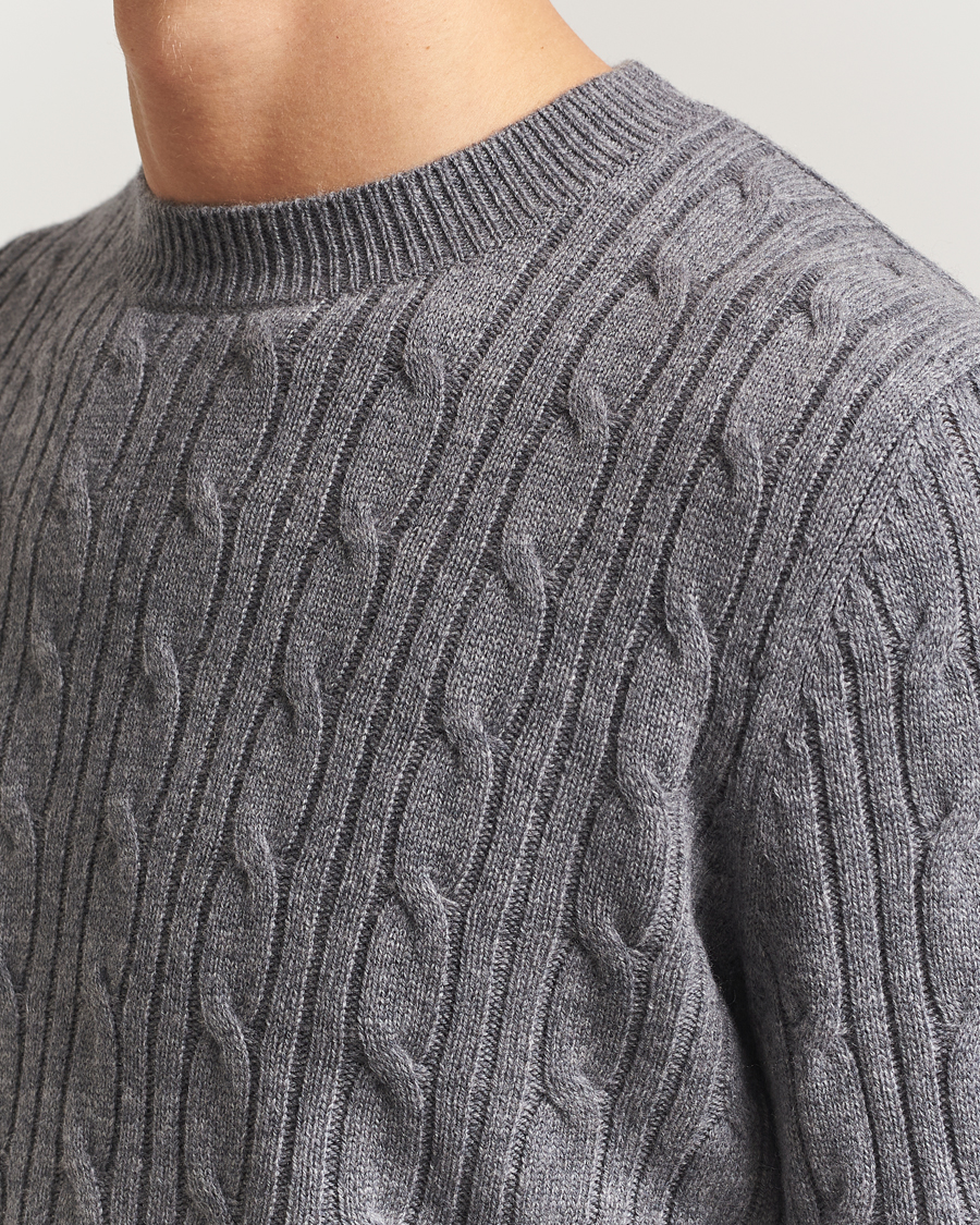 Herren | Pullover | BOSS BLACK | Hetico Wool/Cashmere Cable Sweater Medium Grey