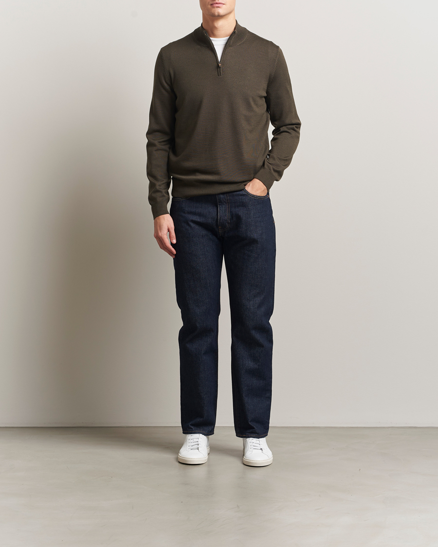 Herren | Pullover | BOSS BLACK | Ebenji Merino Knitted Half Zip Open Green