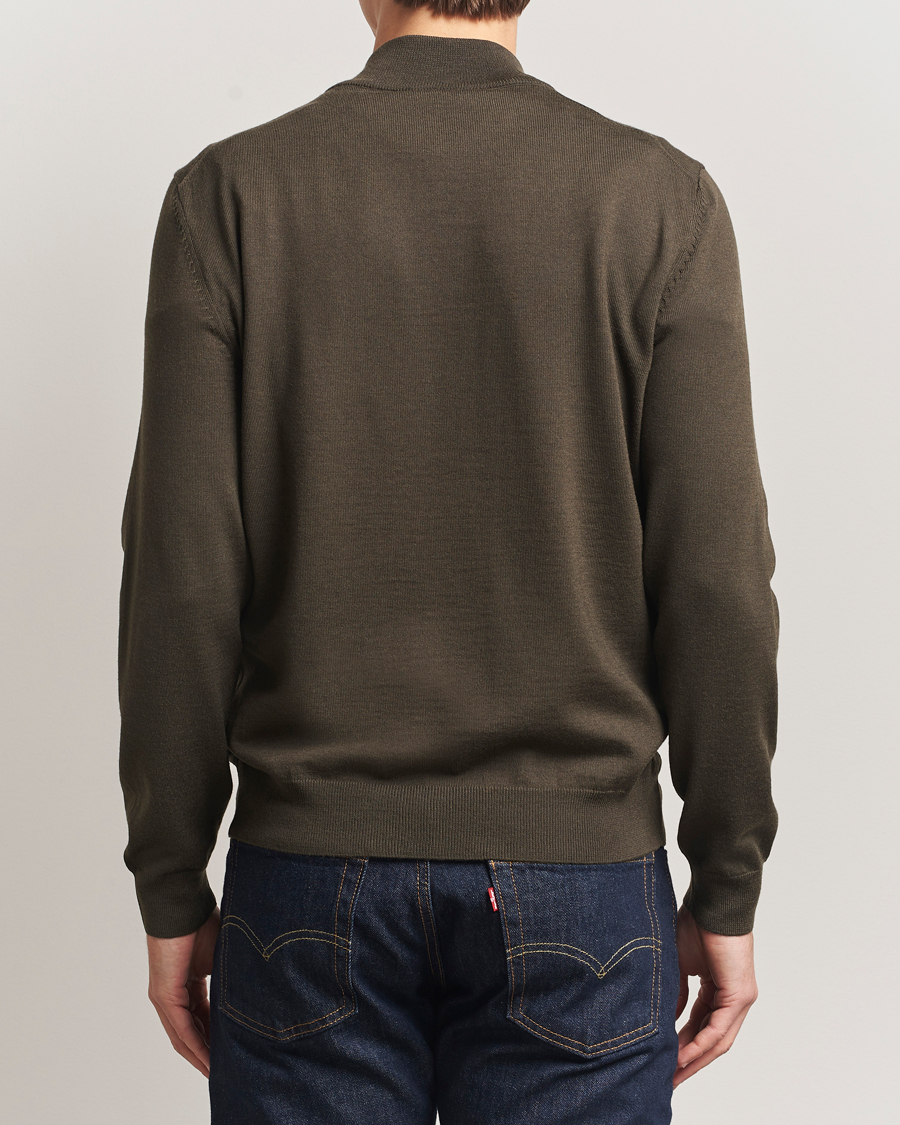 Herren | Pullover | BOSS BLACK | Ebenji Merino Knitted Half Zip Open Green