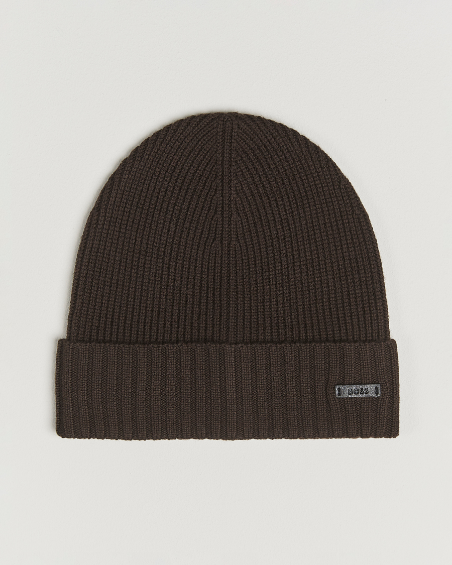 Herren | BOSS BLACK Fati Wool Beanie Dark Brown | BOSS BLACK | Fati Wool Beanie Dark Brown