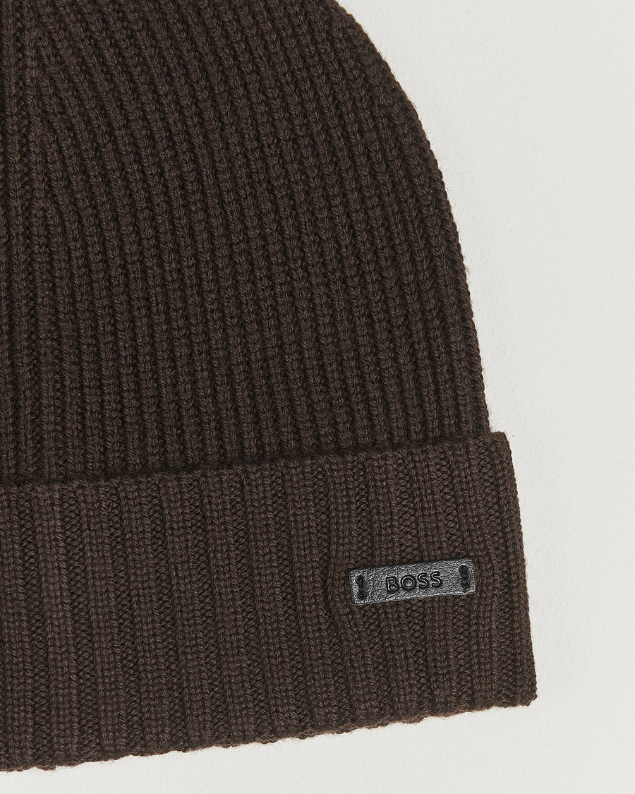 Herren | BOSS BLACK Fati Wool Beanie Dark Brown | BOSS BLACK | Fati Wool Beanie Dark Brown
