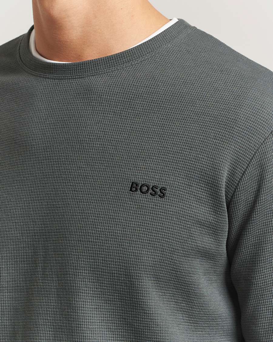 Herren | Schlafanzüge & Bademäntel | BOSS BLACK | Waffle Long Sleeve Pyjama T-Shirt Open Green