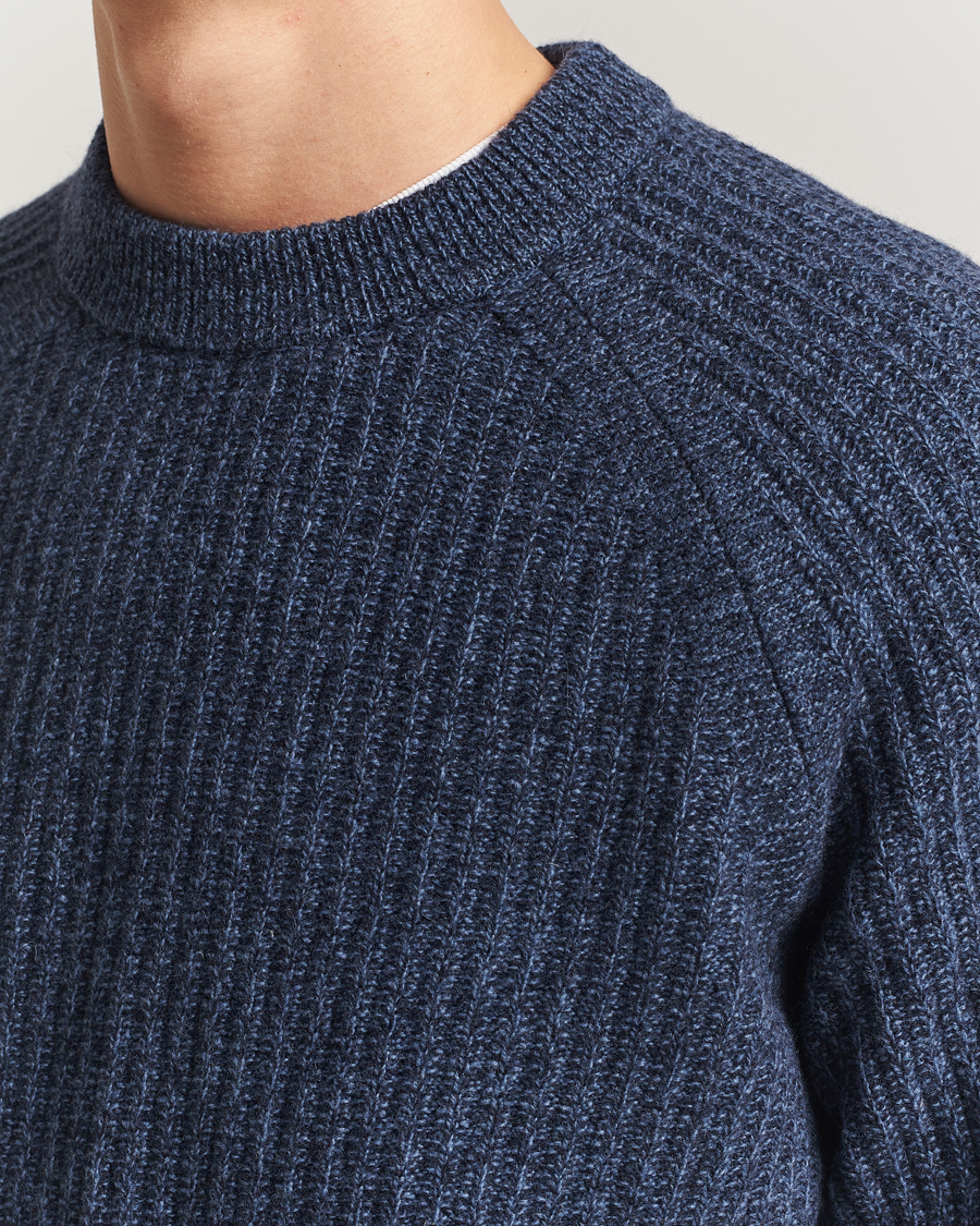 Herren | Pullover | BOSS ORANGE | Klacier Ribbed Wool Knitted Sweater Open Blue