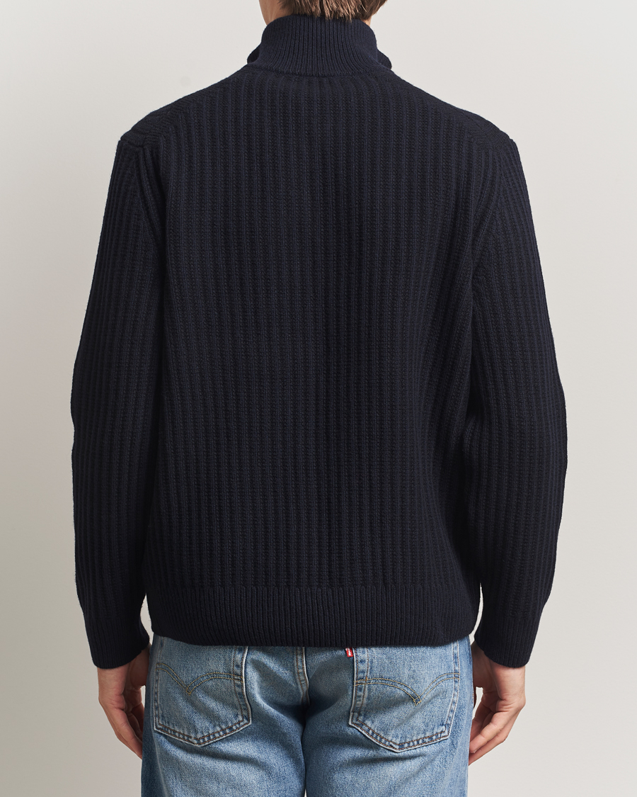 Herren | Pullover | BOSS ORANGE | Kwinter Ribbed Wool Knitted Half Zip Dark Blue