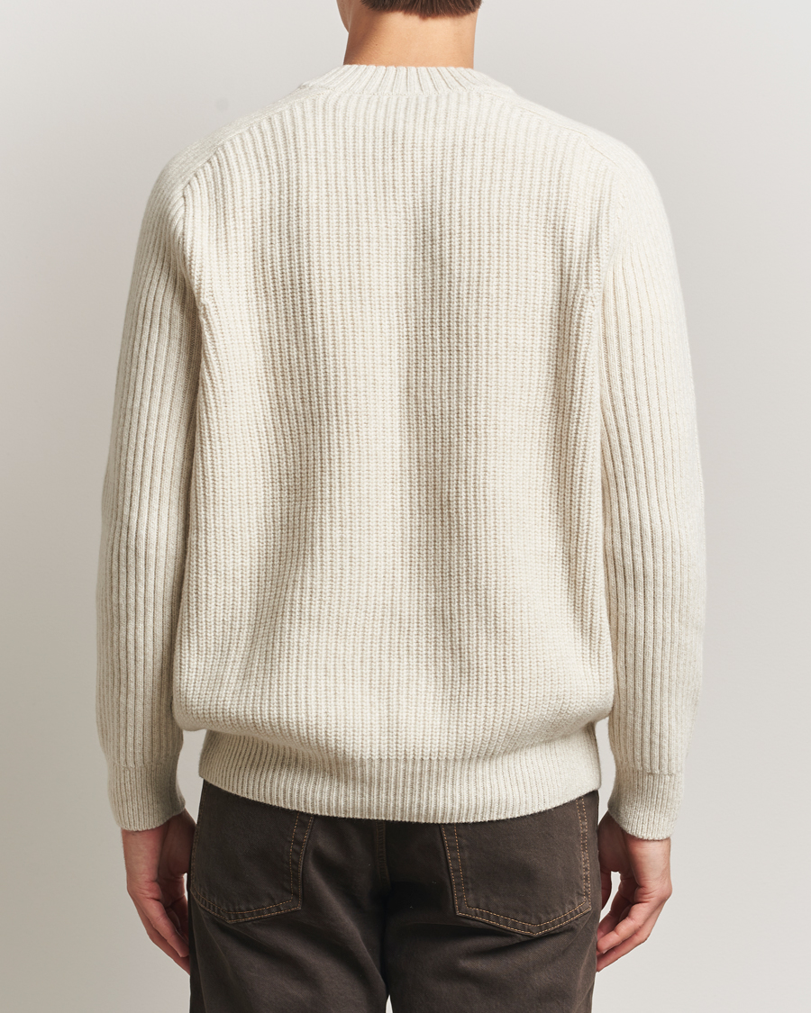 Herren | Pullover | BOSS ORANGE | Karinet Ribbed Wool Knitted V-Neck Light Beige