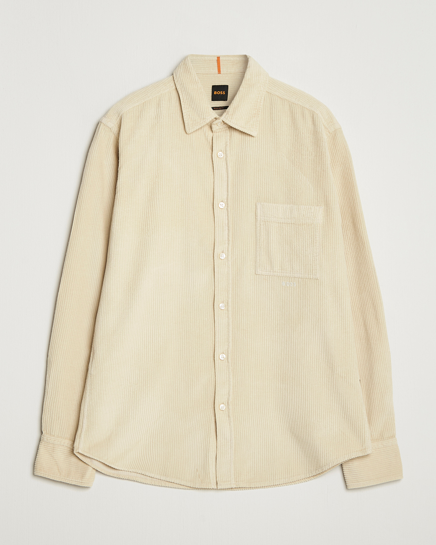 Herren | Hemden | BOSS ORANGE | Relegant Corduroy Shirt Light Beige
