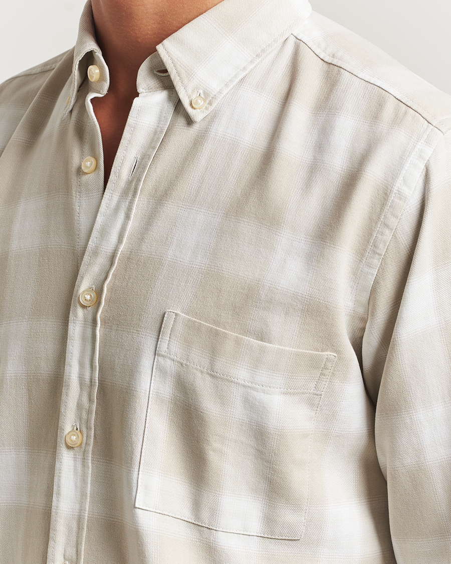 Herren | Hemden | BOSS ORANGE | Rickert Brushed Cotton Checked Shirt Light Beige