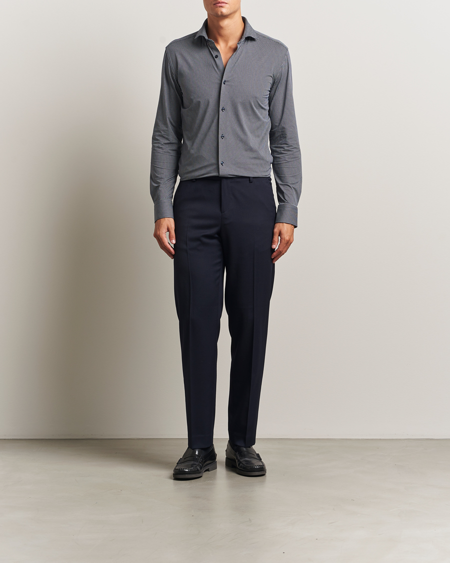 Herren | Hemden | BOSS BLACK | Hank 4-Way Printed Stretch Shirt Dark Blue