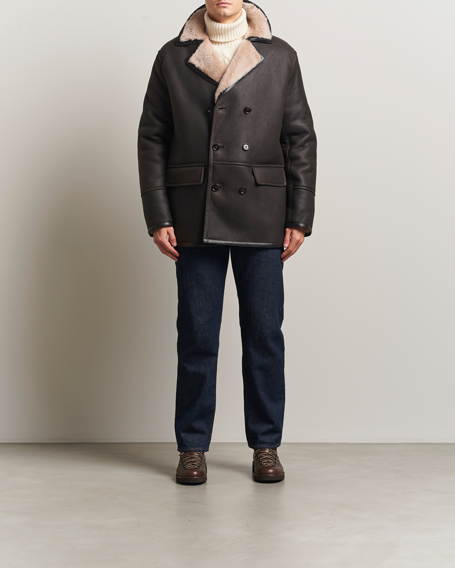 Herren | Jacken | BOSS CAMEL | Mabano Leather Peacoat Brown