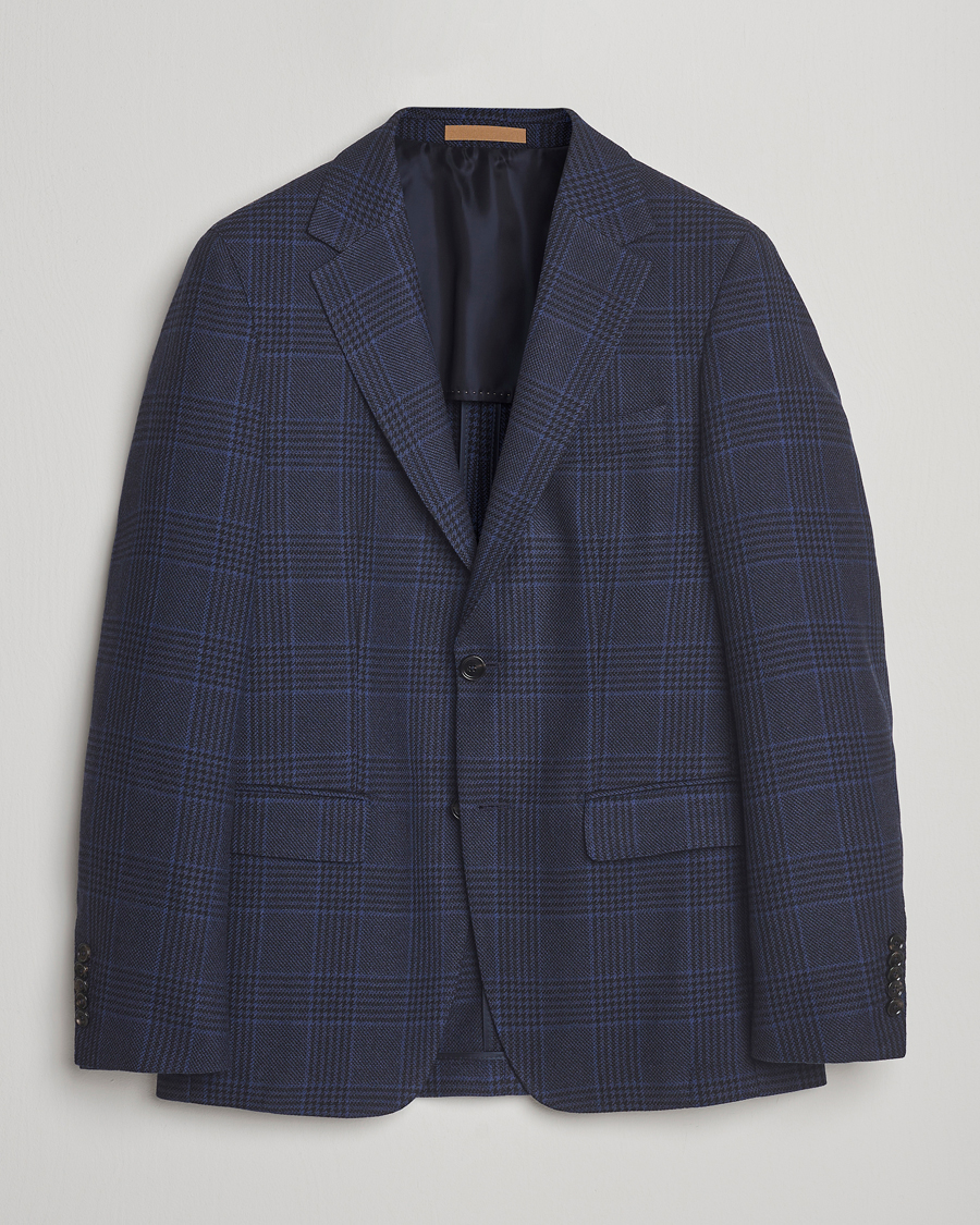 Herren | Sakkos | BOSS CAMEL | Jeff Wool Checked Blazer Dark Blue