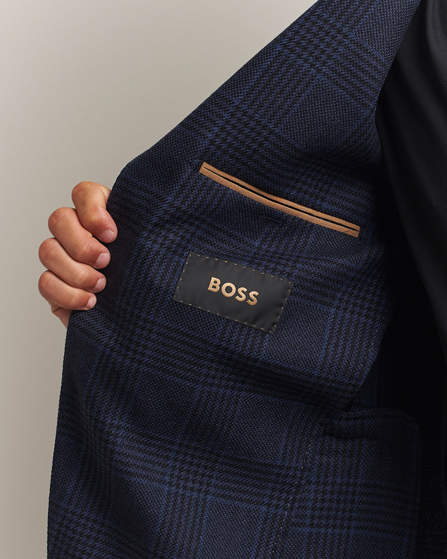 Herren | Sakkos | BOSS CAMEL | Jeff Wool Checked Blazer Dark Blue