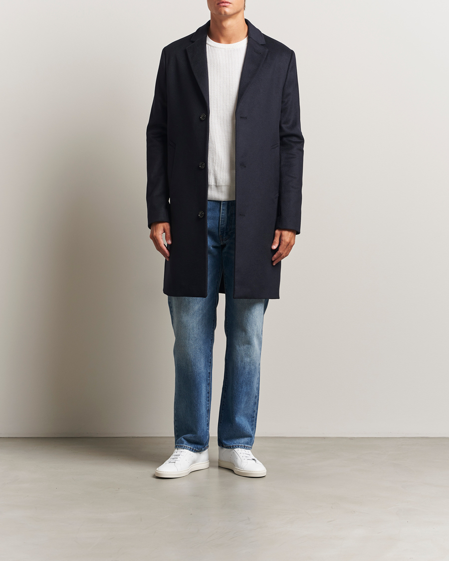 Herren | Jacken | J.Lindeberg | August Wool/Cashmere Melton Coat Navy