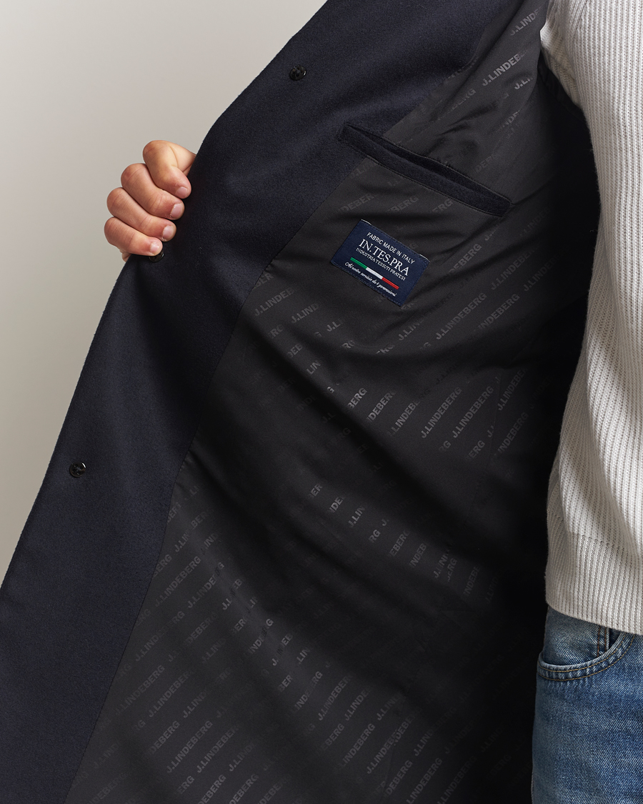 Herren | Jacken | J.Lindeberg | August Wool/Cashmere Melton Coat Navy