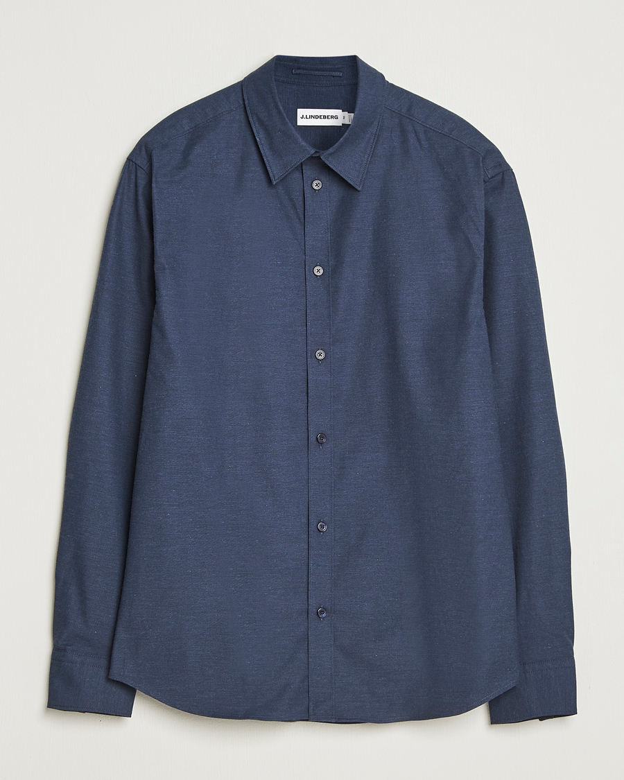 Herren | Hemden | J.Lindeberg | Slim Fit Light Flannel Shirt Navy