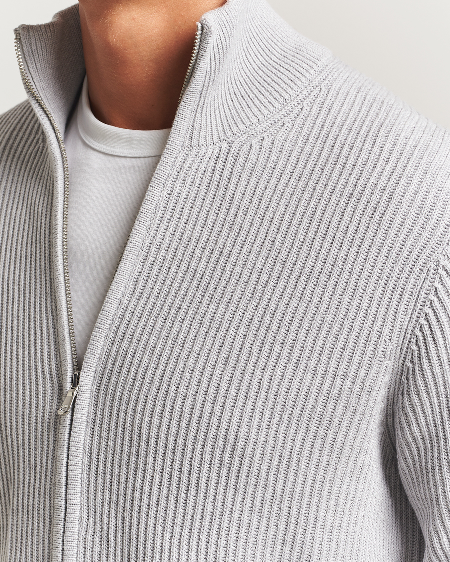 Herren | Pullover | J.Lindeberg | Alexis Cotton Full Zip Light Grey Melange