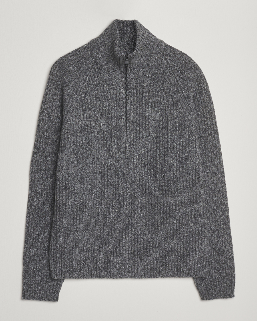Herren | Pullover | J.Lindeberg | Victor Wool Half Zip Dark Grey Melange