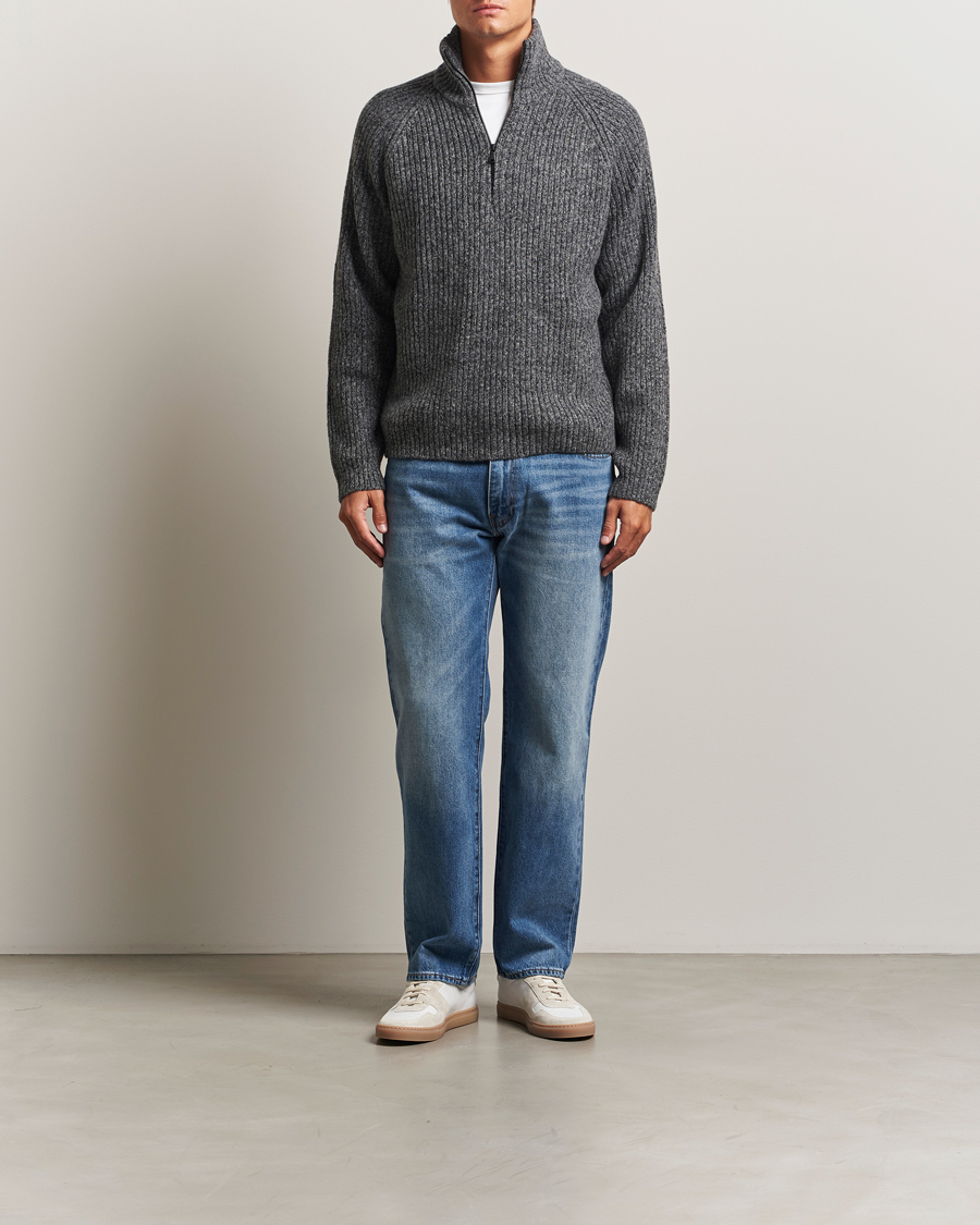 Herren | Pullover | J.Lindeberg | Victor Wool Half Zip Dark Grey Melange