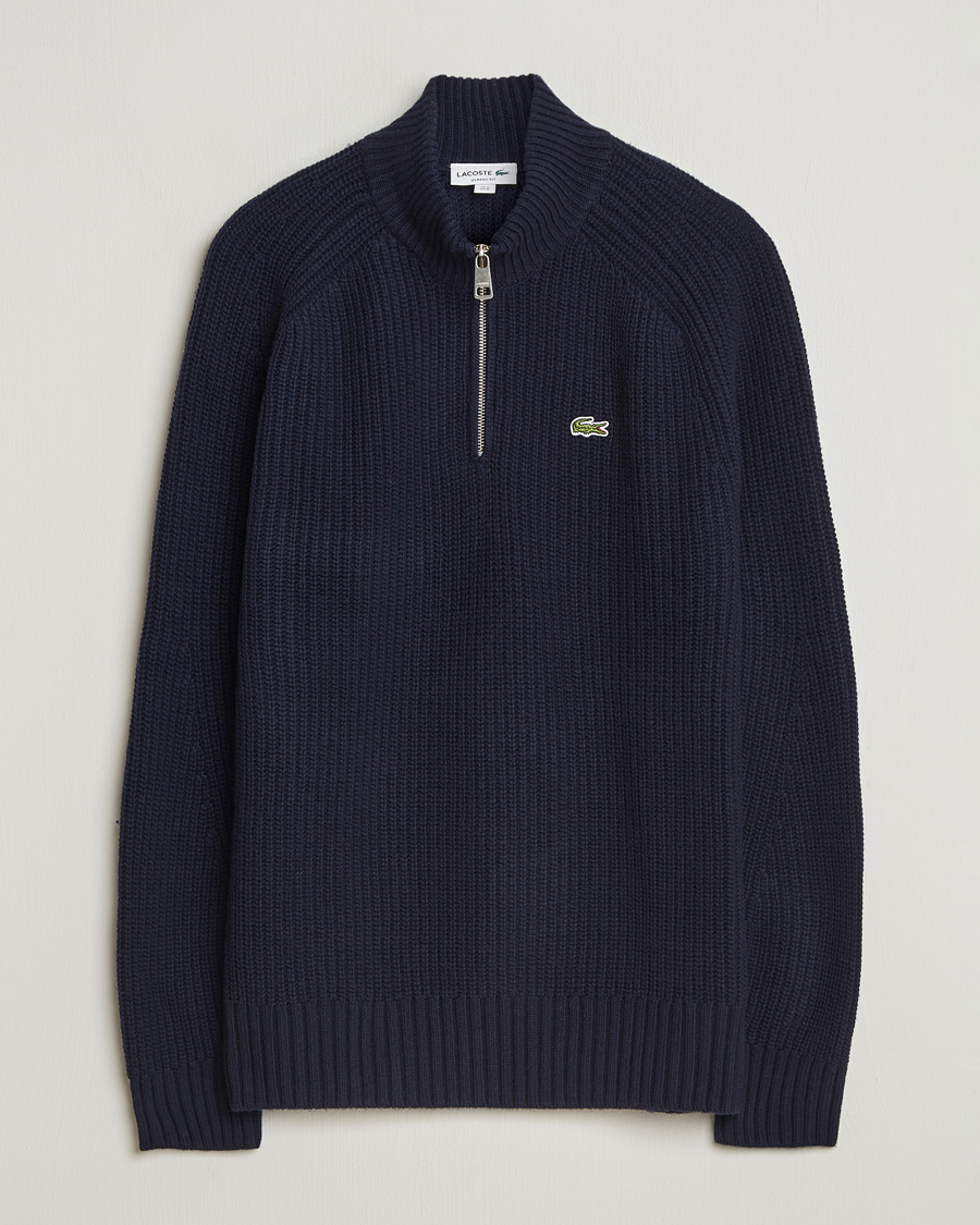Herren | Pullover | Lacoste | Heavy Knitted Wool Half Zip Navy