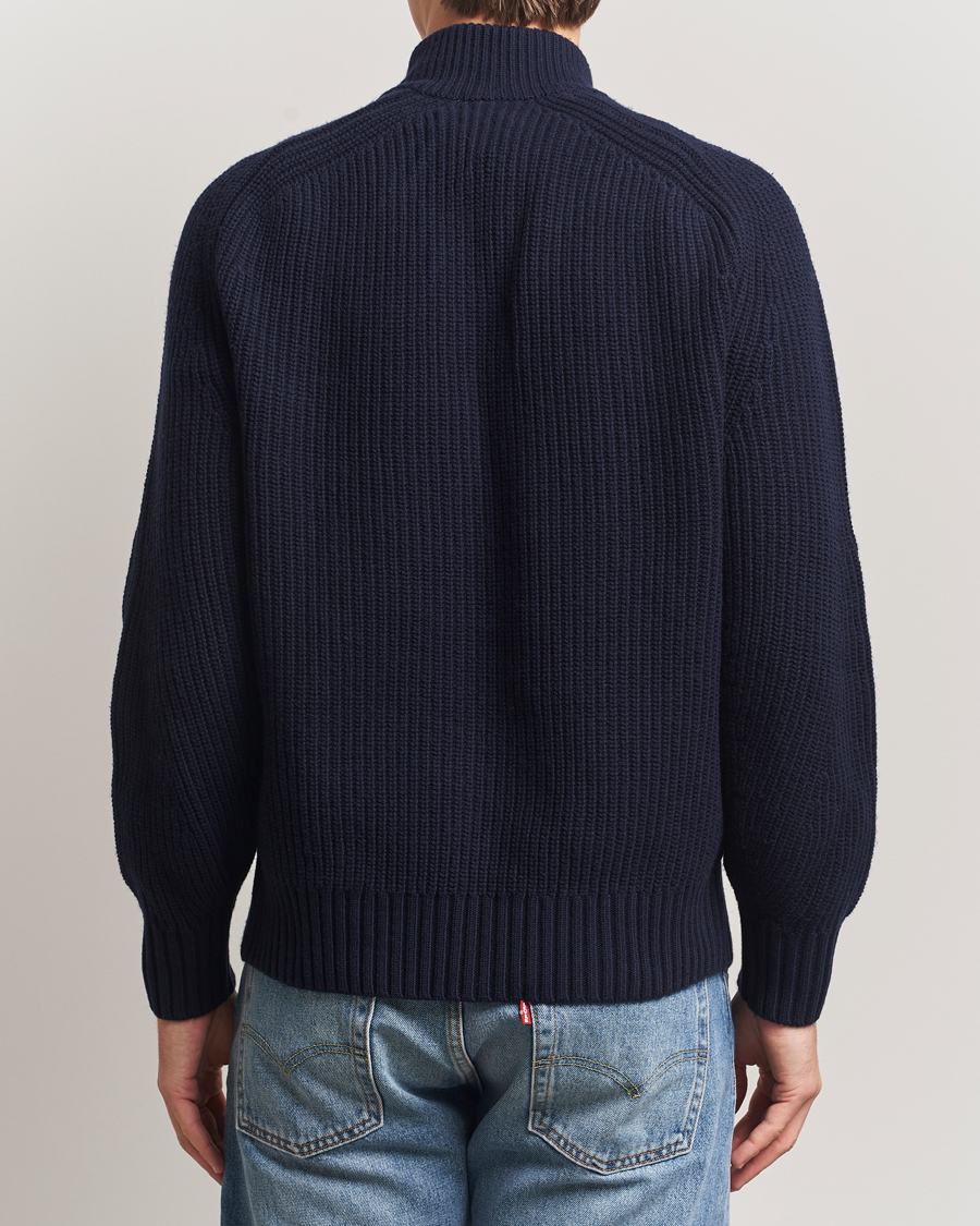 Herren | Pullover | Lacoste | Heavy Knitted Wool Half Zip Navy