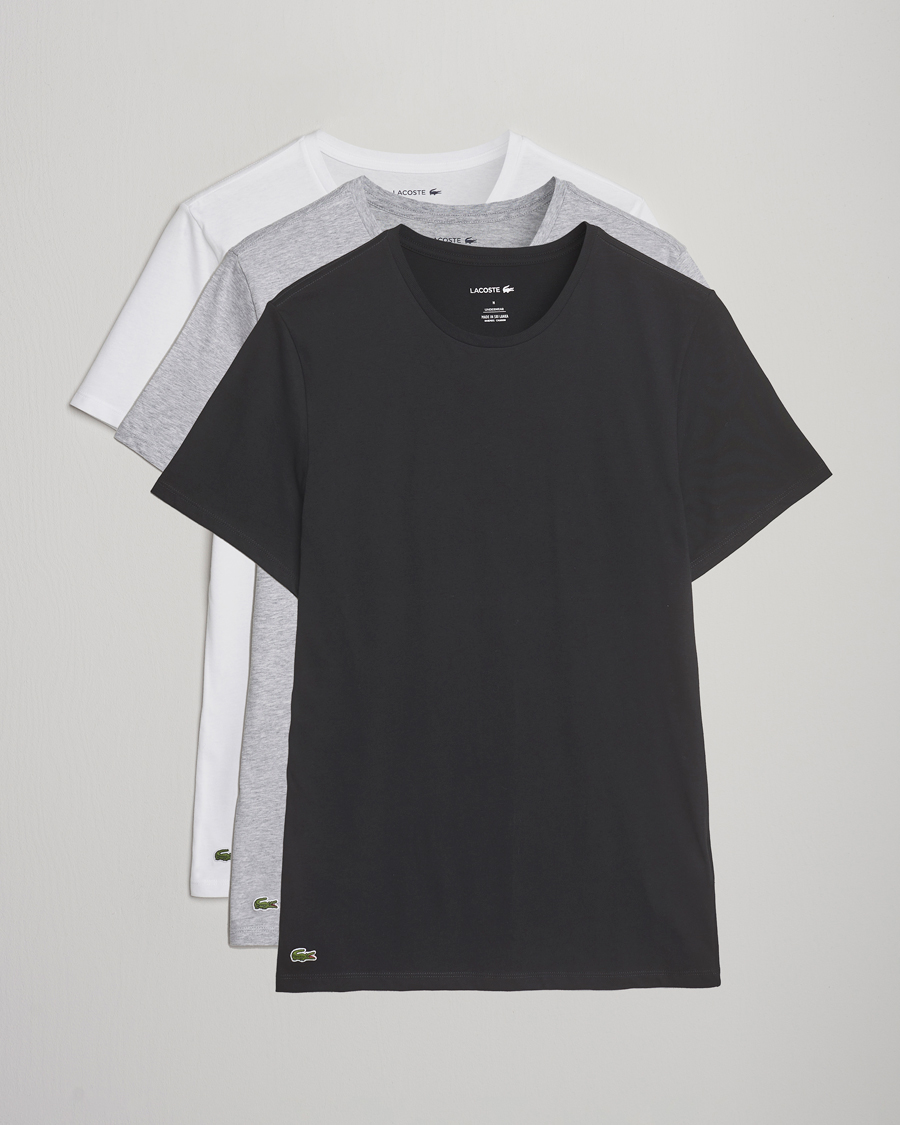 Herren | T-Shirts | Lacoste | 3-Pack Crew Neck T-Shirt White/Grey/Black
