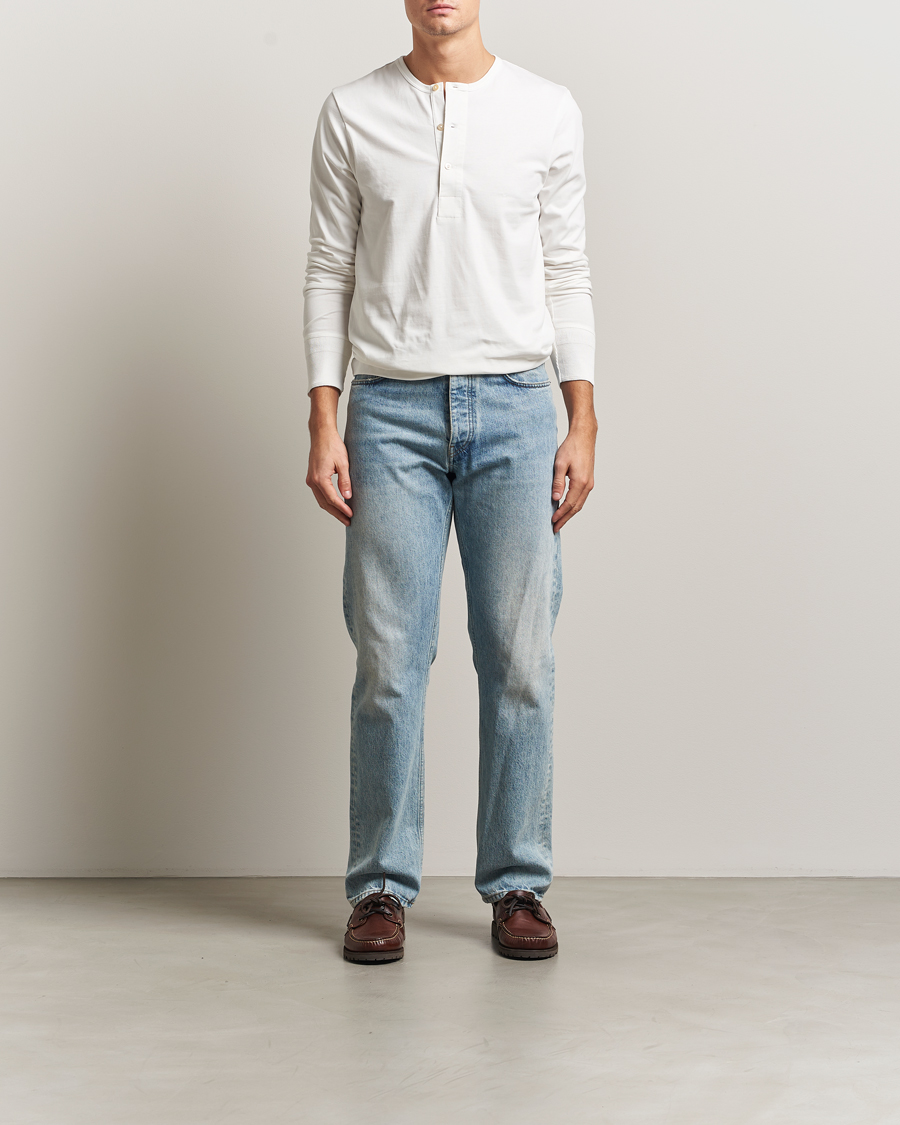 Herren | Pullover | Merz b. Schwanen | Classic Fit Sturdy Organic Cotton Henley White