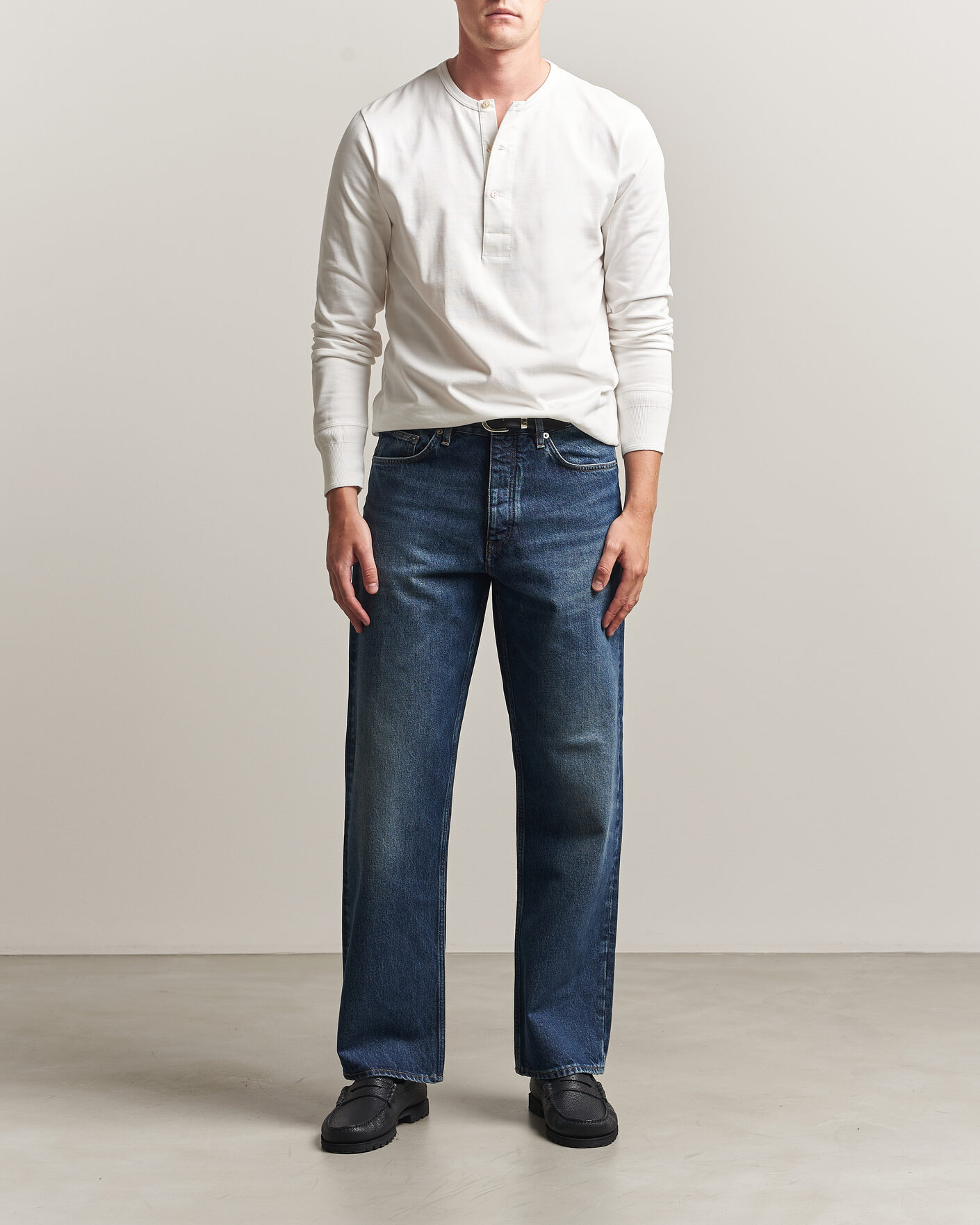 Herren | Pullover | Merz b. Schwanen | Classic Fit Sturdy Organic Cotton Henley White