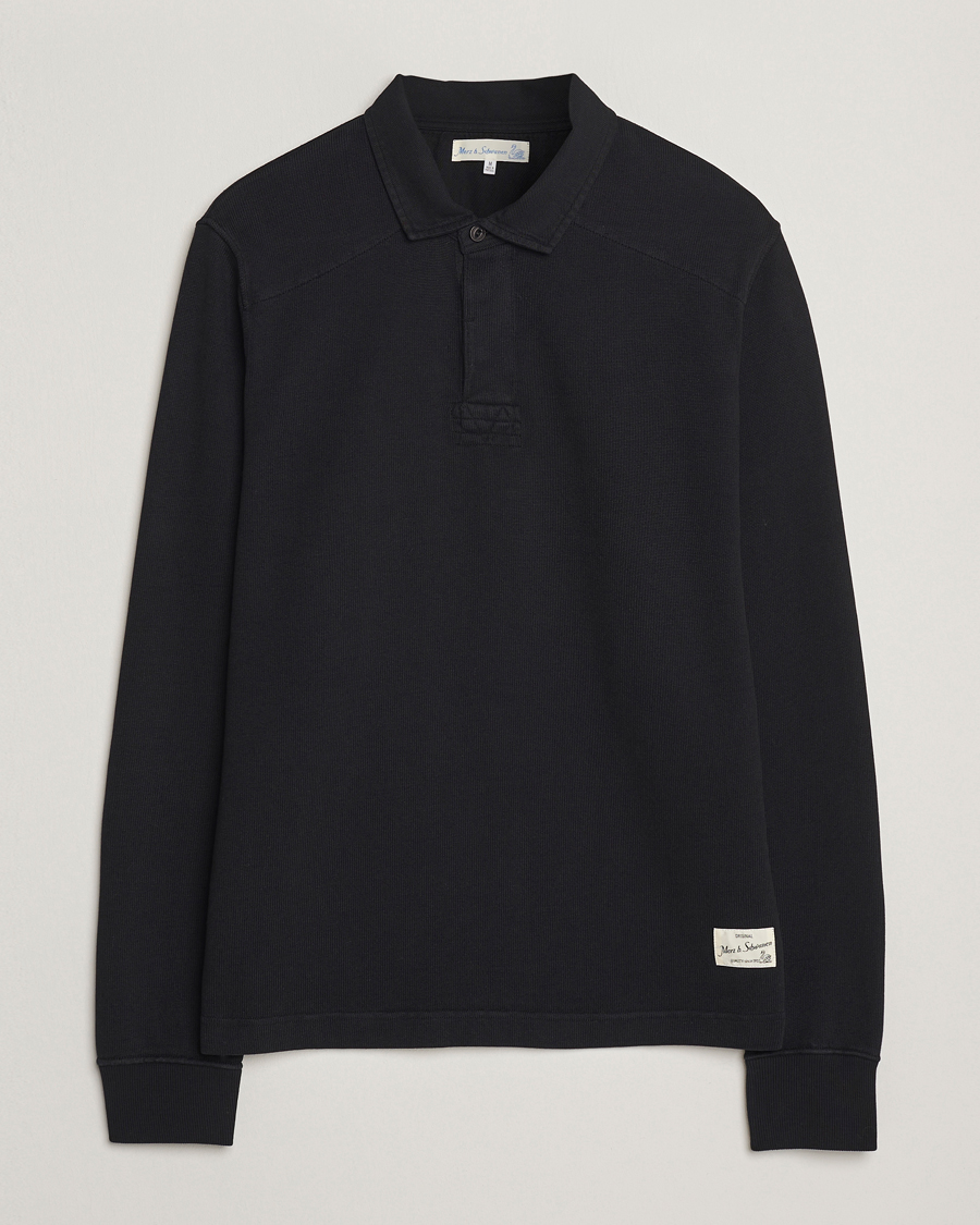 Herren | Pullover | Merz b. Schwanen | Relaxed Fit Vintage Cotton Rugby Shirt Black