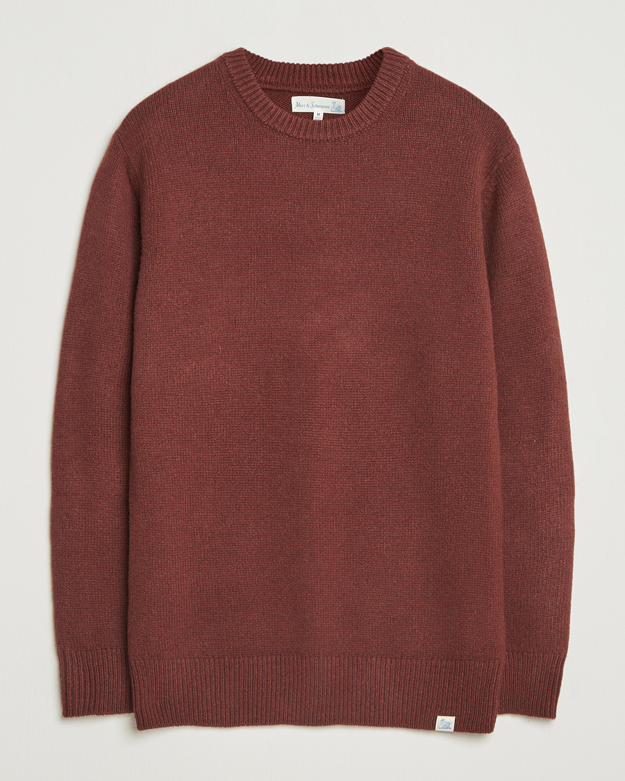 Herren | Pullover | Merz b. Schwanen | Merino/Cashmere Knitted Sweater Dark Brown
