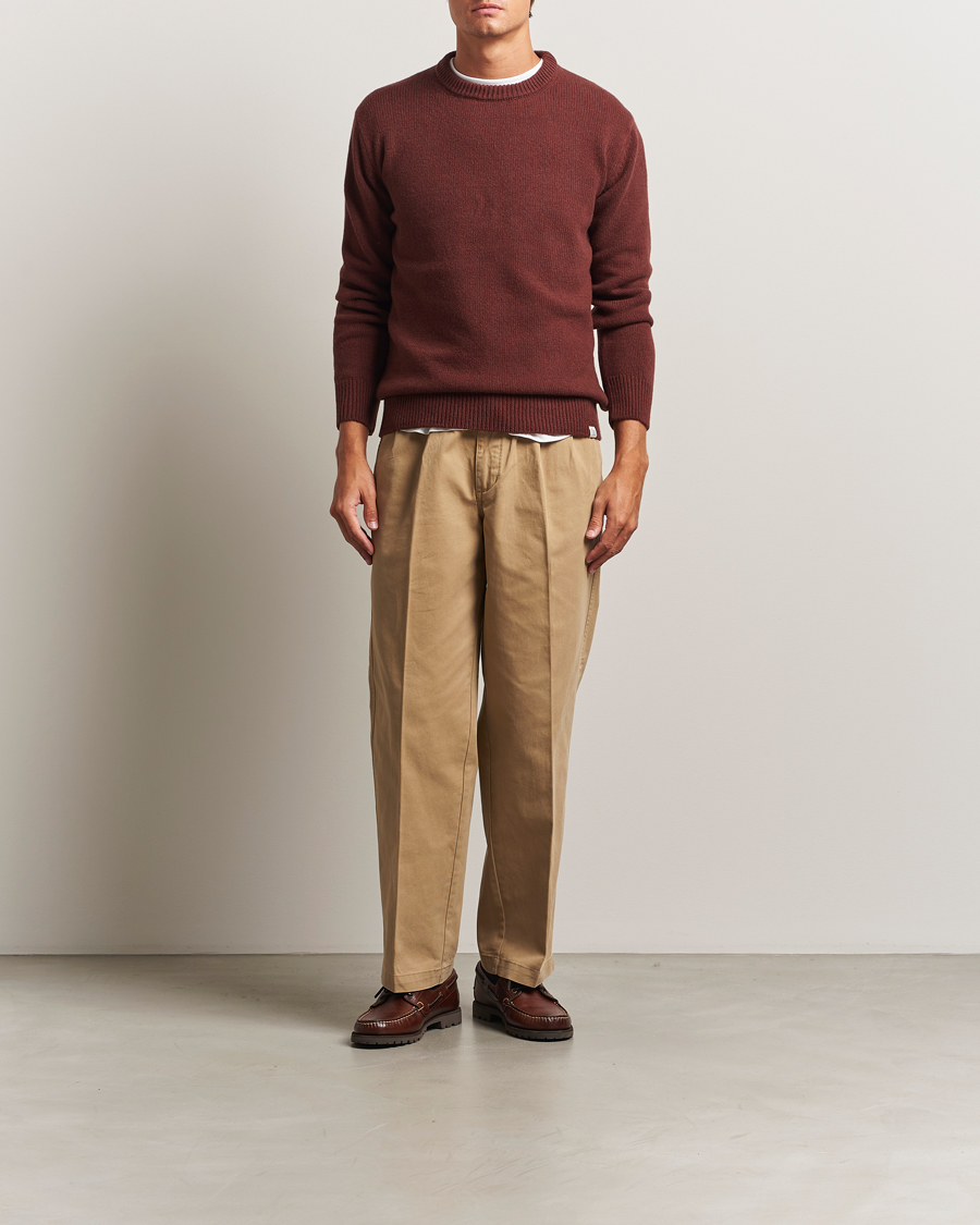 Herren | Pullover | Merz b. Schwanen | Merino/Cashmere Knitted Sweater Dark Brown