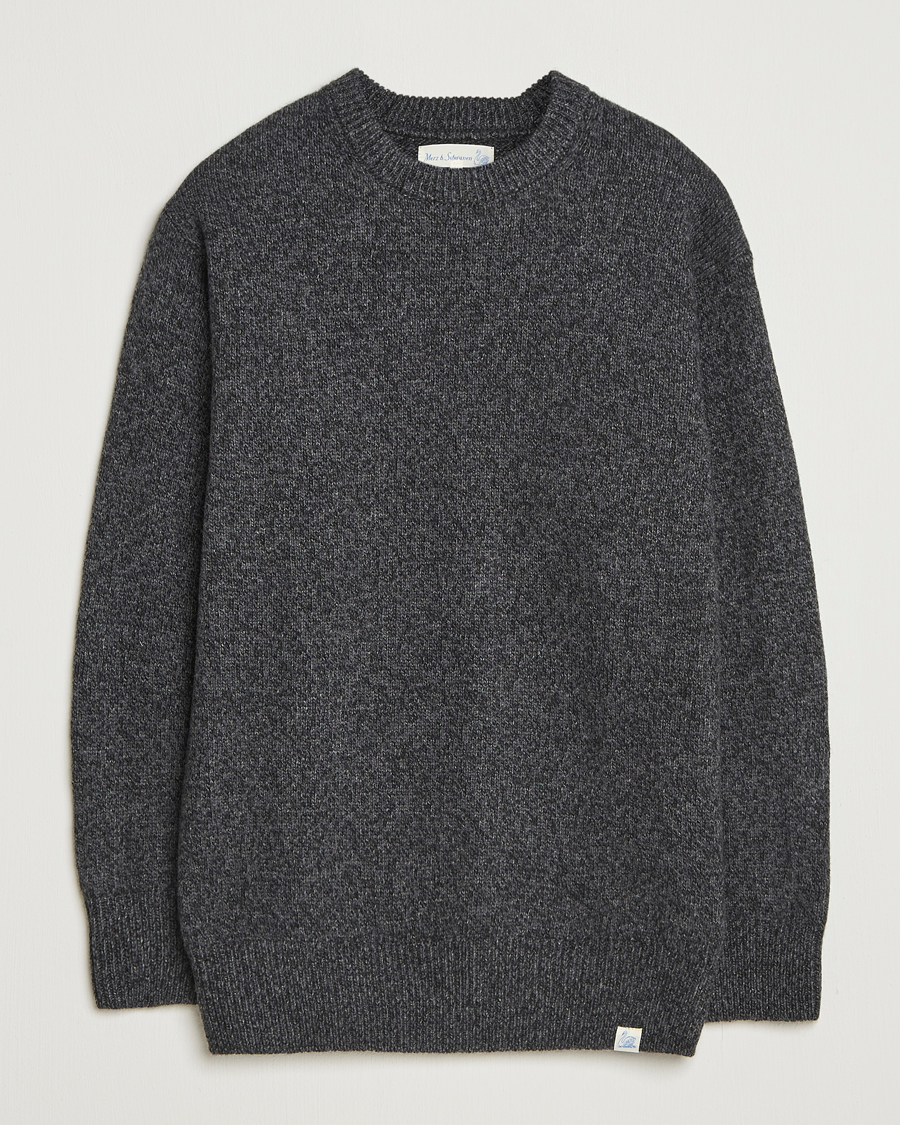 Herren | Pullover | Merz b. Schwanen | Merino/Cashmere Knitted Sweater Dark Grey Melange