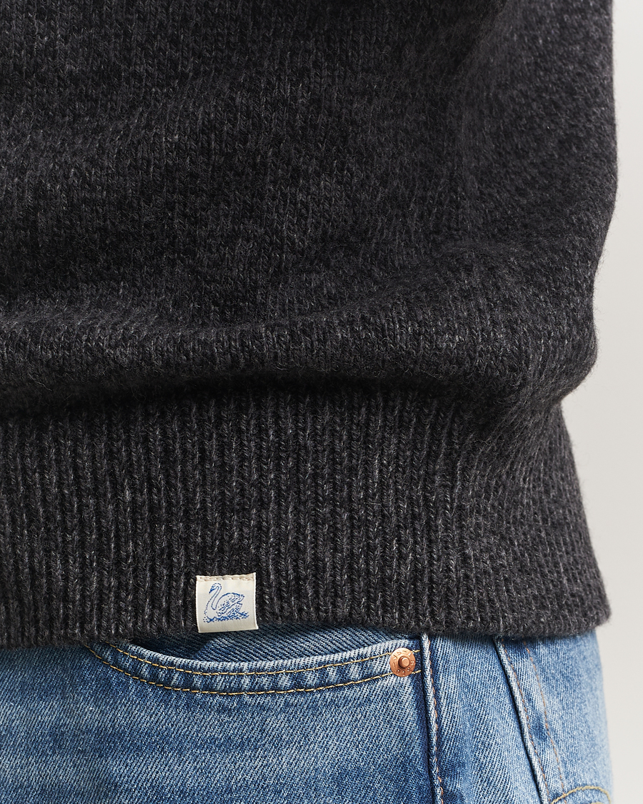 Herren | Pullover | Merz b. Schwanen | Merino/Cashmere Knitted Sweater Dark Grey Melange