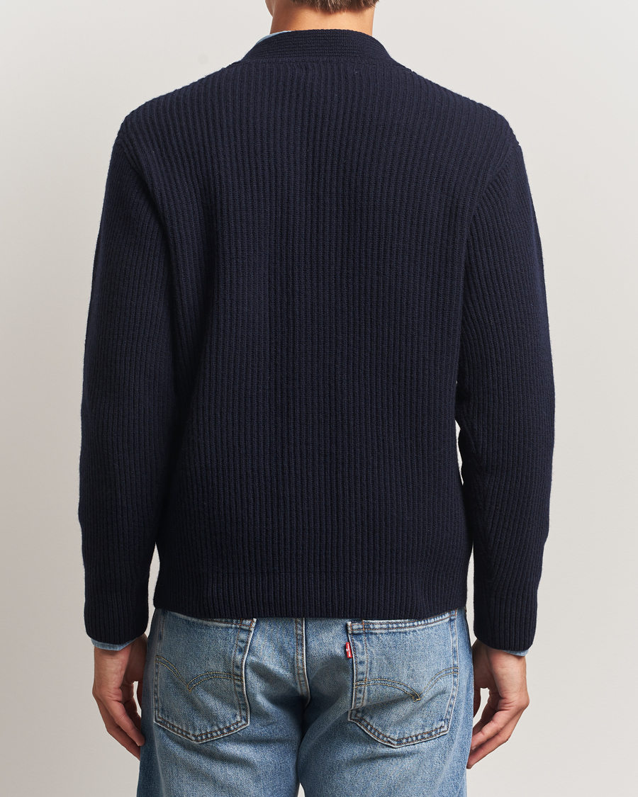 Herren | Pullover | Merz b. Schwanen | Merino/Cashmere Knitted Cardigan Dark Navy