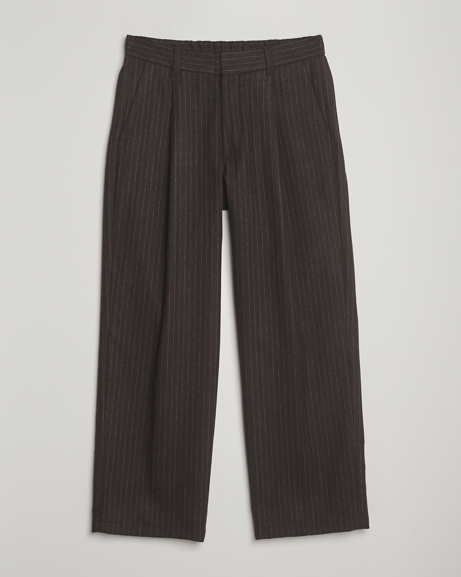 Herren | Hosen | NN07 | Kay Wool Pleated Pinstriped Trousers Brown