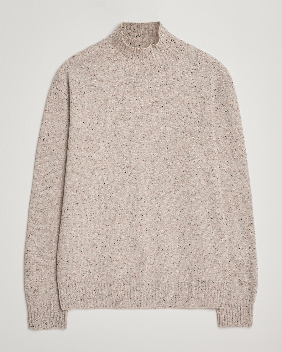 Herren | Pullover | NN07 | Aksel Wool Donegal Knitted Mock Neck Ivory