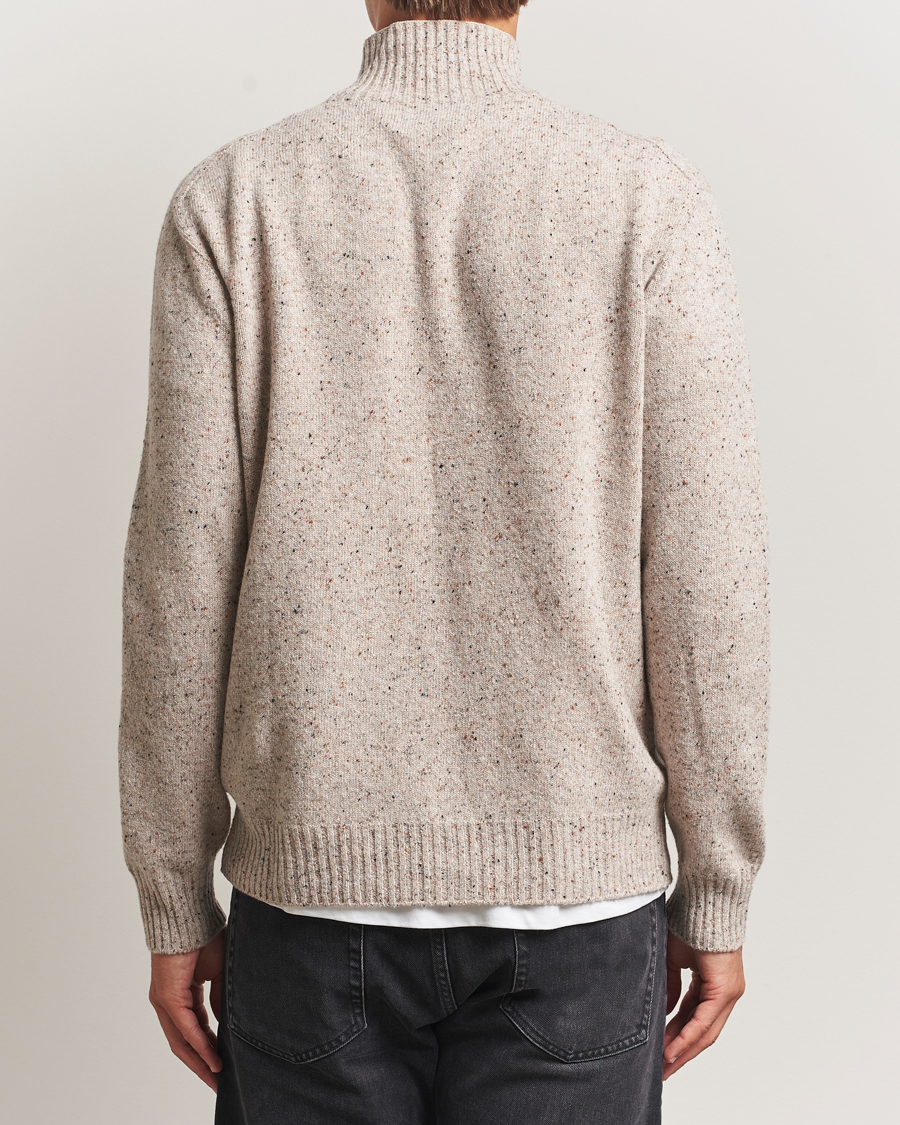 Herren | Pullover | NN07 | Aksel Wool Donegal Knitted Mock Neck Ivory