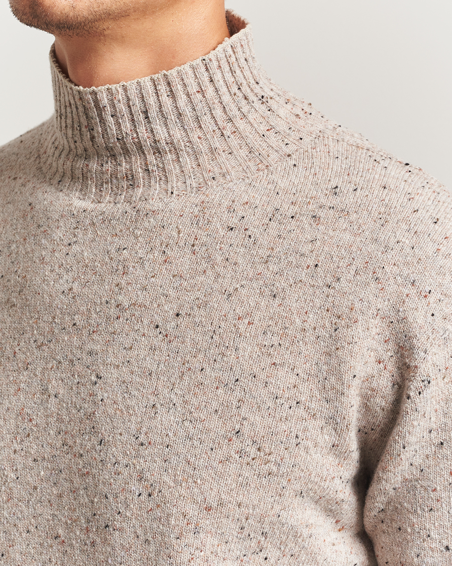 Herren | Pullover | NN07 | Aksel Wool Donegal Knitted Mock Neck Ivory