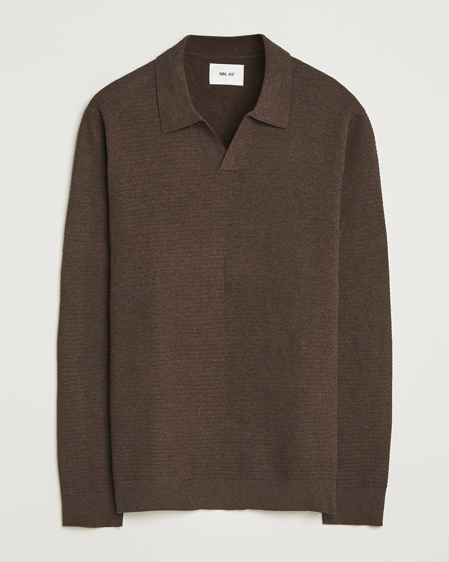 Herren | Pullover | NN07 | Paul Cotton Knitted Polo Demitasse Brown