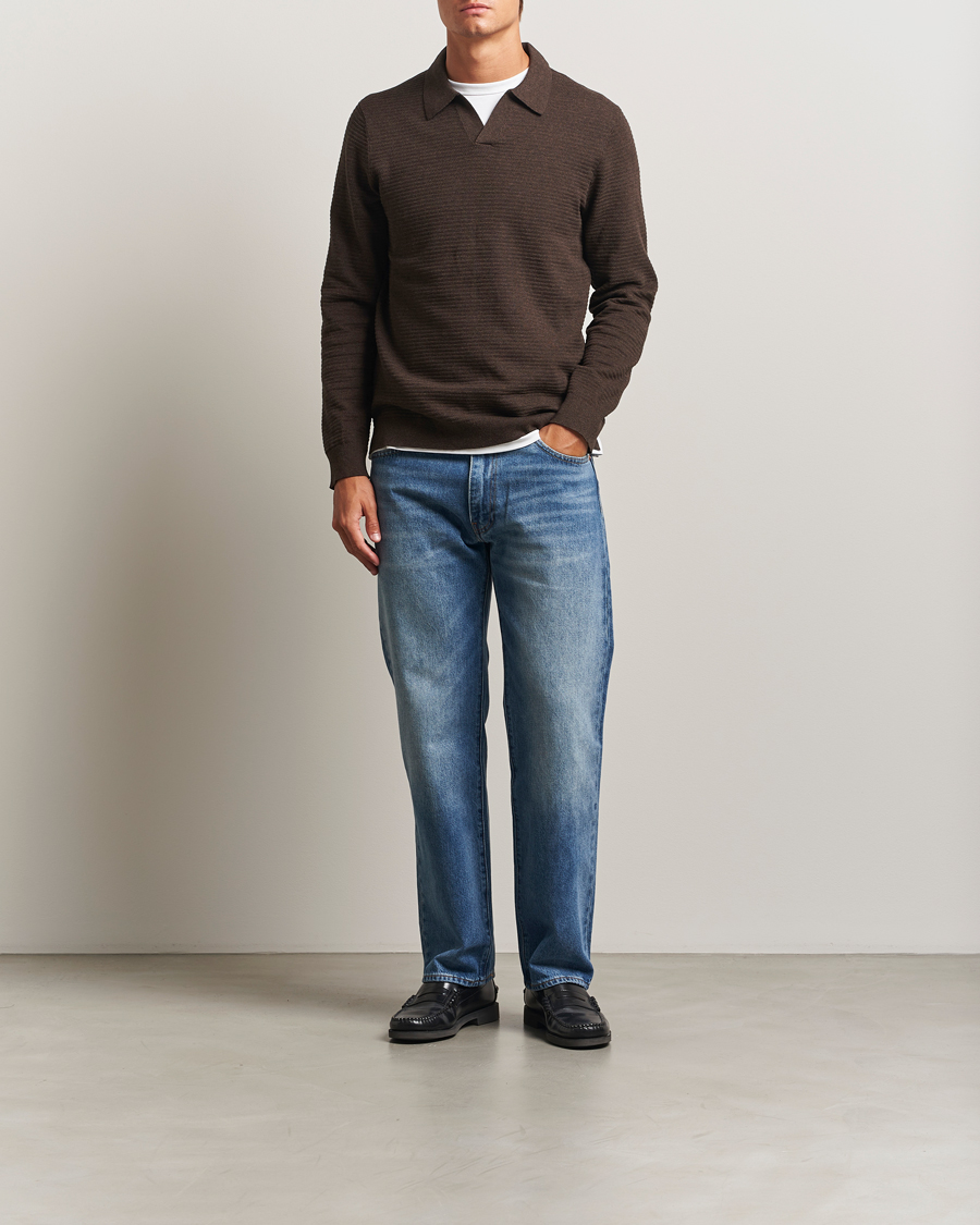 Herren | Pullover | NN07 | Paul Cotton Knitted Polo Demitasse Brown