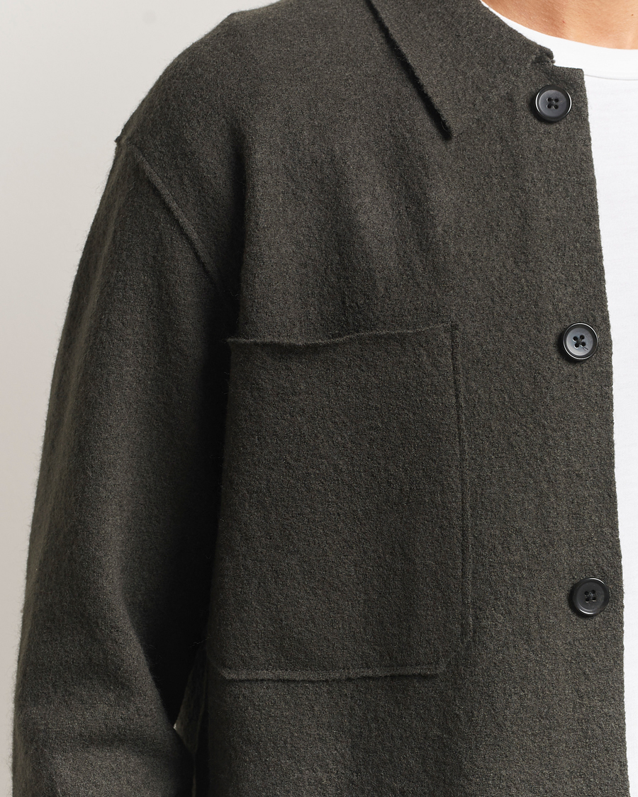 Herren | Pullover | NN07 | Jonas Boiled Wool Cardigan Dark Army