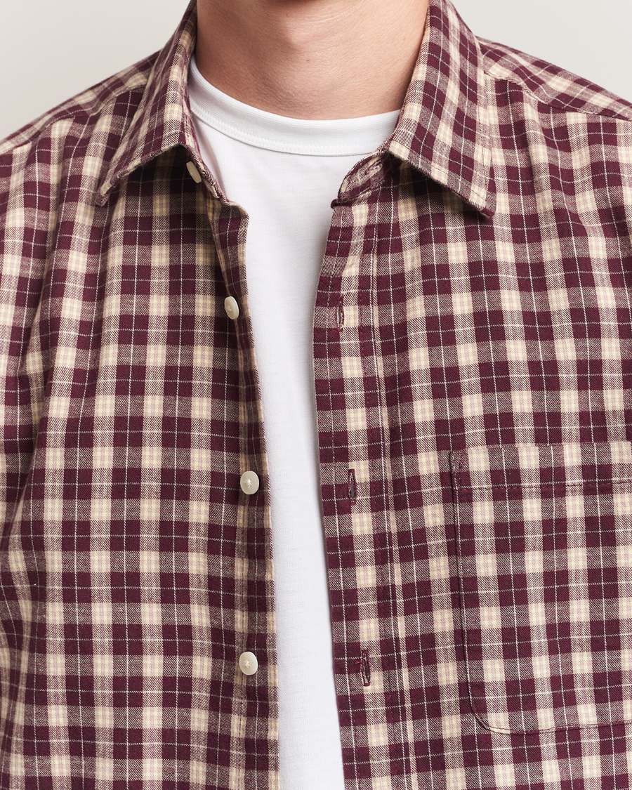 Herren | Hemden | NN07 | Deon Flannel Checked Shirt Wine Red