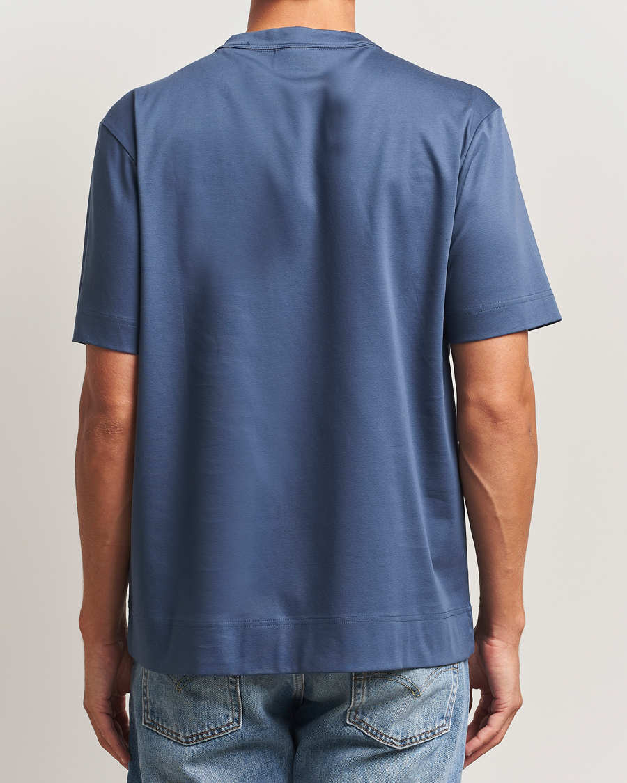 Herren | T-Shirts | NN07 | Pedro Mercerized Embroidered T-Shirt Denim Blue