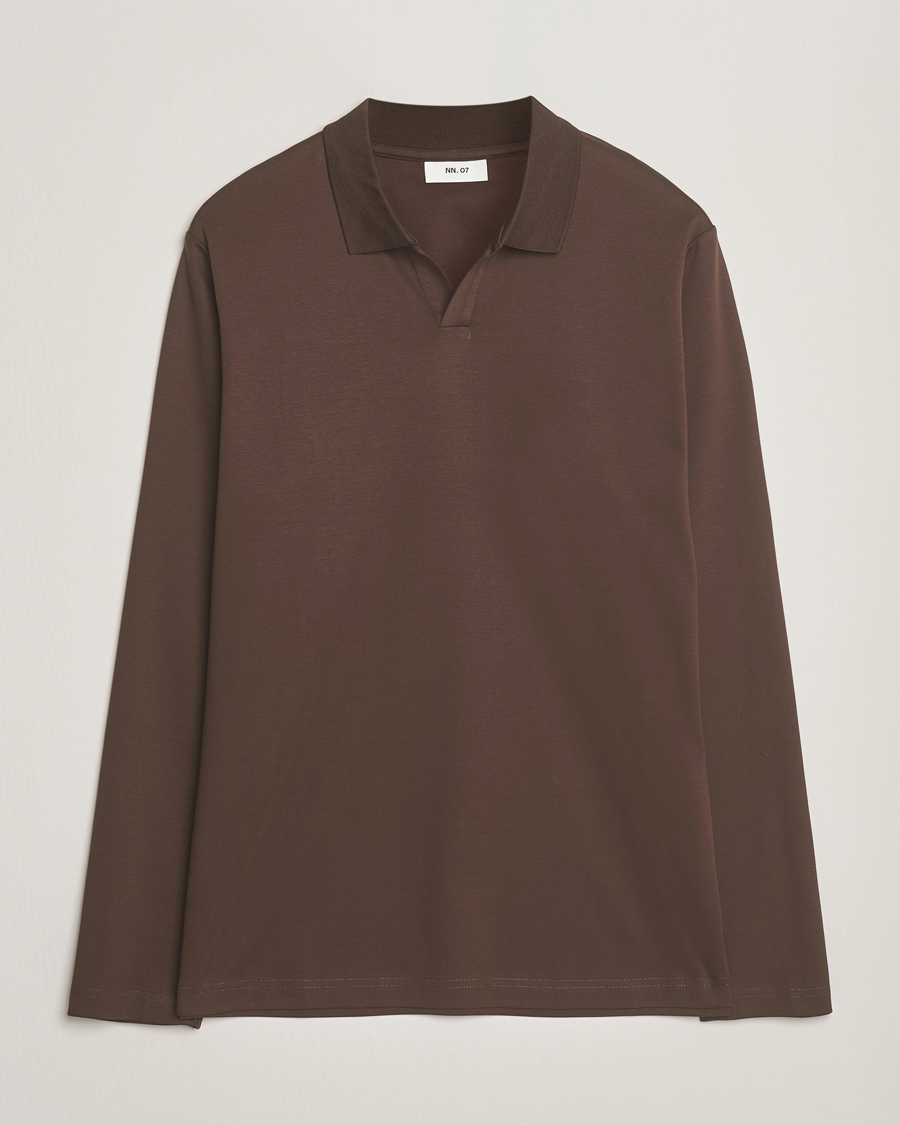Herren | Poloshirts | NN07 | Paul Mercerized Long Sleeve Polo Demitasse Brown