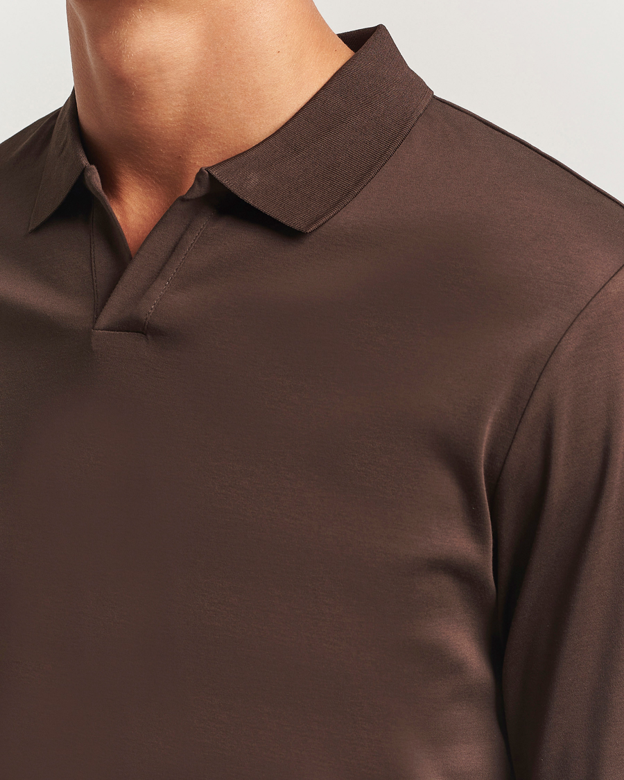 Herren | Poloshirts | NN07 | Paul Mercerized Long Sleeve Polo Demitasse Brown